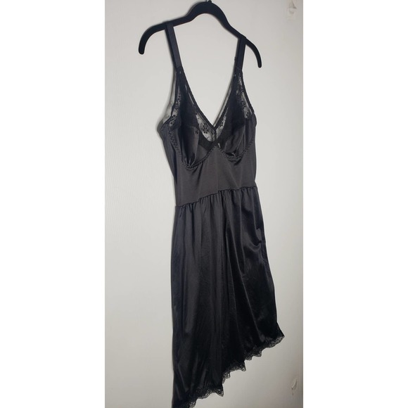 Vintage Slip Dress Nightgown Youthful Creations Black Lace 44 B-C-D Cup Nylon - Picture 2 of 10